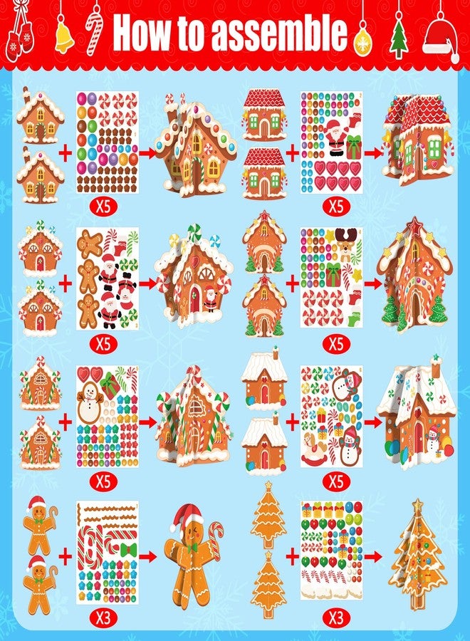 Eternity sky 36Sets Christmas Gingerbread House Crafts Kit Make Your Own 3D Ginger Houses Xmas Tree Classroom DIY Activities Party Favors Bulk - Image 4